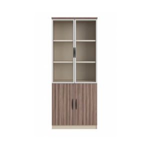 Vitrine haute bois bicolore – Rangement vitré et fermé pour bureau ou salon - MOB-MEUB-030