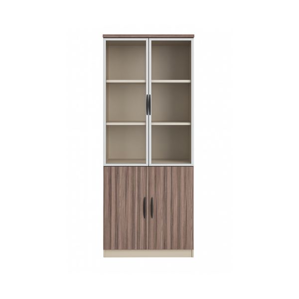 Vitrine haute bois bicolore – Rangement vitré et fermé