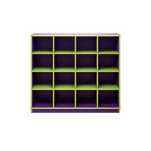 Meuble de Rangement 16 Cases – Violet et Vert pour École ou Crèche - MOB-RANG-002