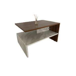 Table basse bois & marbre – Design contrasté pour intérieur contemporain - MOB-TABL-022