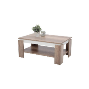 Table basse bois naturel – Élégance fonctionnelle avec étagère et déco intégrée - MOB-TABL-025