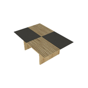 Table basse rectangulaire bois & panneaux noirs – Design ajouré - MOB-TABL-027