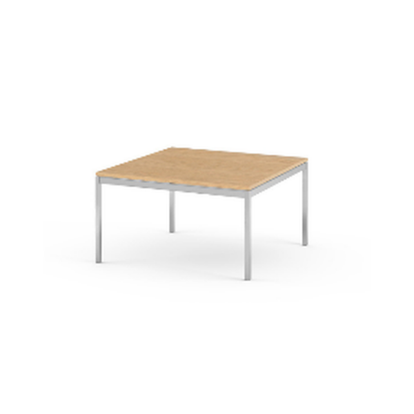 Table carrée bois clair & pieds métal – Minimalisme robuste