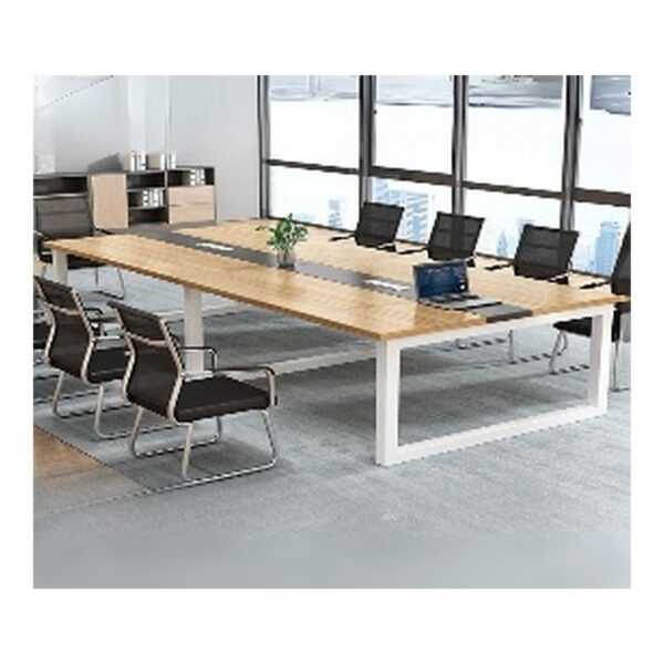 Table de réunion bois clair & blanc – Fonctionnalité moderne et ambiance professionnelle