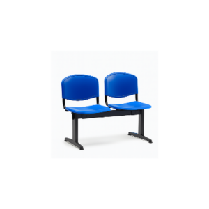 Banquette 2 Places – Sièges Plastique Bleu & Structure Métallique Noire - SIE-BANQ-003