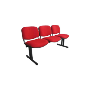 Banquette 3 Places – Coussin Rouge & Structure Métallique Noire - SIE-BANQ-004