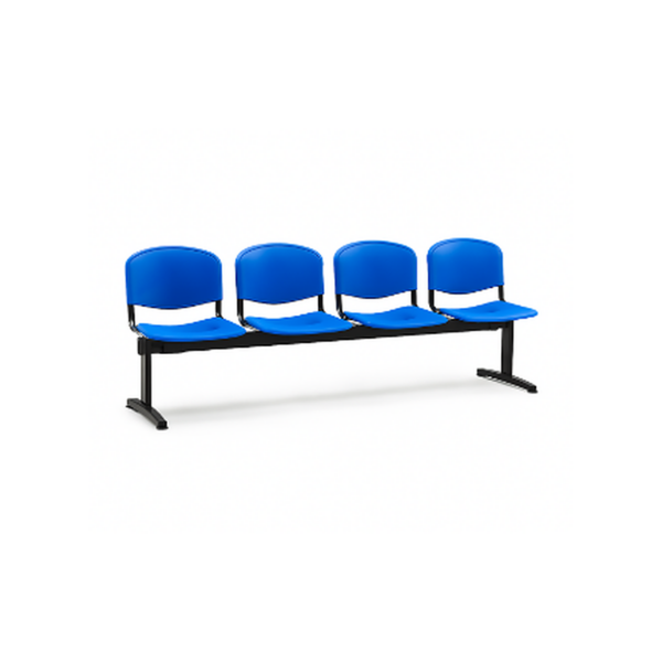 Banquette 3 Places – Sièges Plastique Bleu & Structure Métallique Noire