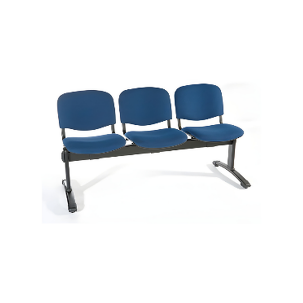 Banquette 3 Places – Tissu Bleu & Structure Métallique Noire