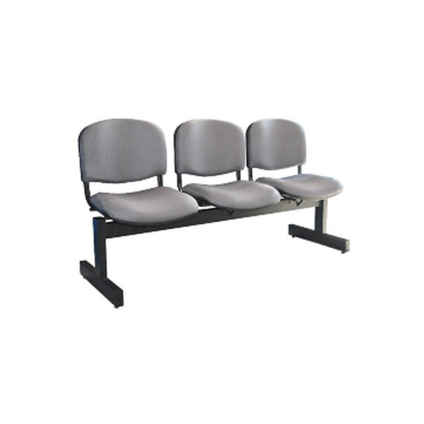 Banquette 3 Places – Tissu Gris & Structure Métallique Noire