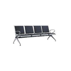 Banquette 4 Places – Simili Cuir Noir & Structure Chromée Premium - SIE-BANQ-013