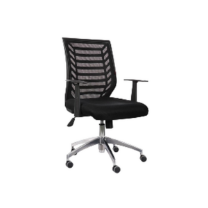 Chaise de bureau ergonomique avec dossier en maille noire rayée - SIE-CHAI-005