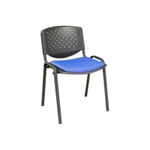 Chaise ISO avec accoudoirs – Structure Métallique Noire, Tissu Bleu
