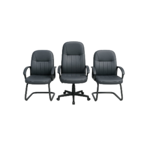 Ensemble de 3 chaises de bureau assorties – fauteuil direction + 2 chaises visiteur design noir - SIE-ENSE-001