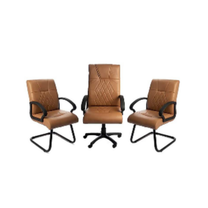 Ensemble de Chaises Bureau Trio – Fauteuil Pivotant & Chaises Visiteur Design Matelassé - SIE-ENSE-002