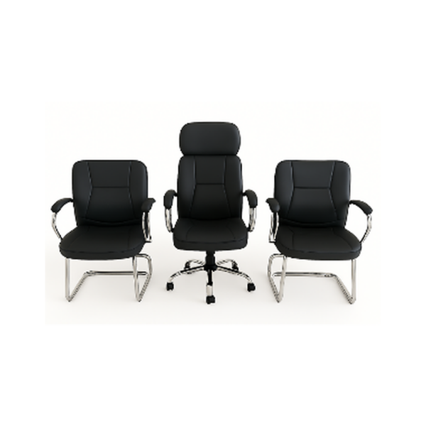 Ensemble Fauteuil Direction & Chaises Visiteurs BlackCore