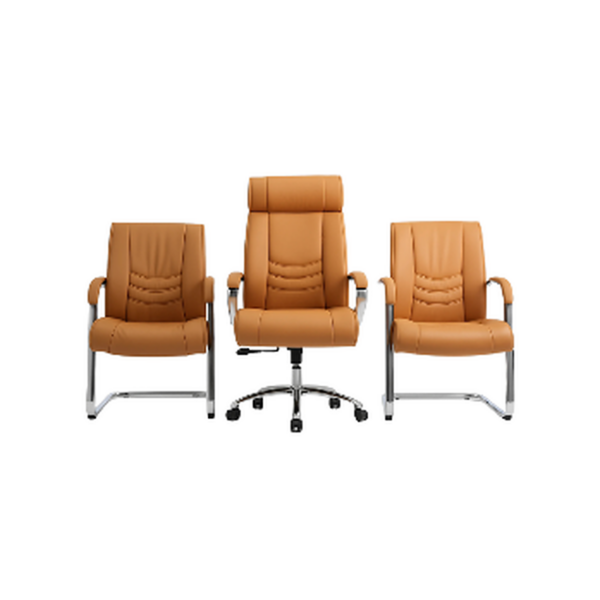 Ensemble Fauteuil Direction & Chaises Visiteurs CamelLine – Prestige Cuir & Harmonie Professionnelle