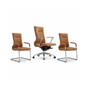 Fauteuils de bureau design en cuir brun – confort et élégance pour espaces professionnels - SIE-ENSE-019