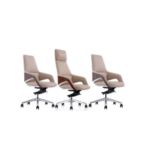 Fauteuils de bureau design en tissu beige & bois – Élégance naturelle et confort ergonomique - SIE-ENSE-020