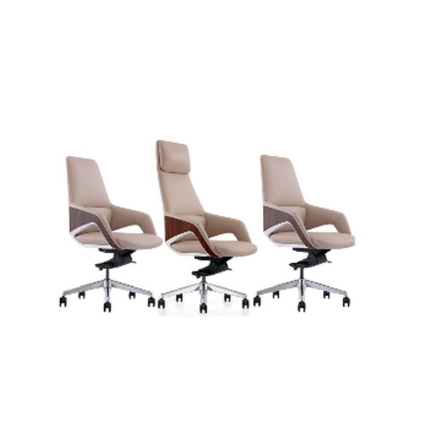 Fauteuils de bureau design en tissu beige & bois