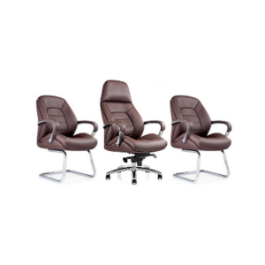 Pack fauteuils de bureau en cuir brun – L'élégance fonctionnelle pour vos espaces pro - SIE-ENSE-027