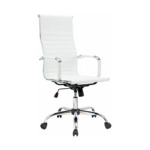 Fauteuil de Bureau Design Blanc – Confort & Élégance Chromée