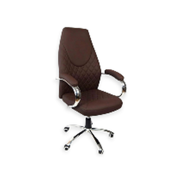 Fauteuil de Direction PrestigeBrown – Similicuir Matelassé & Base Chromée à Roulettes