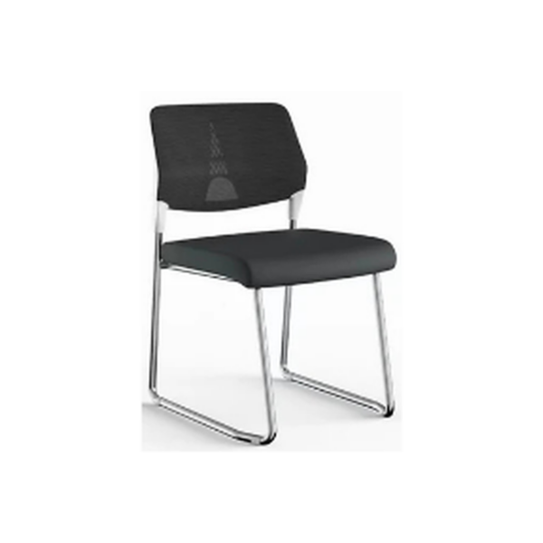 Chaise de réunion en maille noire – Élégance et confort professionnel