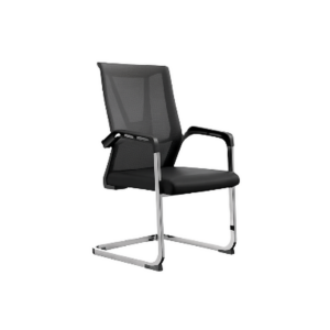 Chaise visiteur noire en mesh et métal chromé – Design ergonomique et contemporain - SIE-FAUT-053