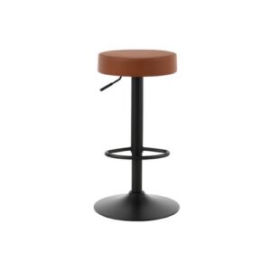 Tabouret haut rond en simili cuir – Assise minimaliste avec pied métal réglable