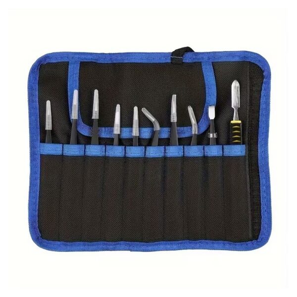 Kit de pincettes ESD antistatiques en acier inox – 10 pièces