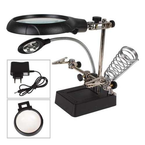 Station Troisième Main 5LEDs Loupe à Poser