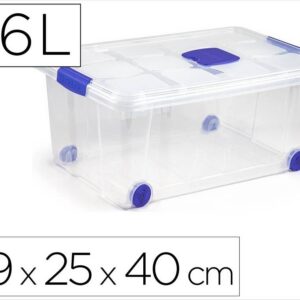 Boîte de rangement transparente à roulettes 36 L