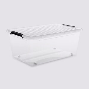 Boîte de rangement transparente à roulettes 40 L