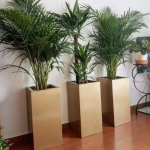 Pot carré haut en résine polyester 60 cm